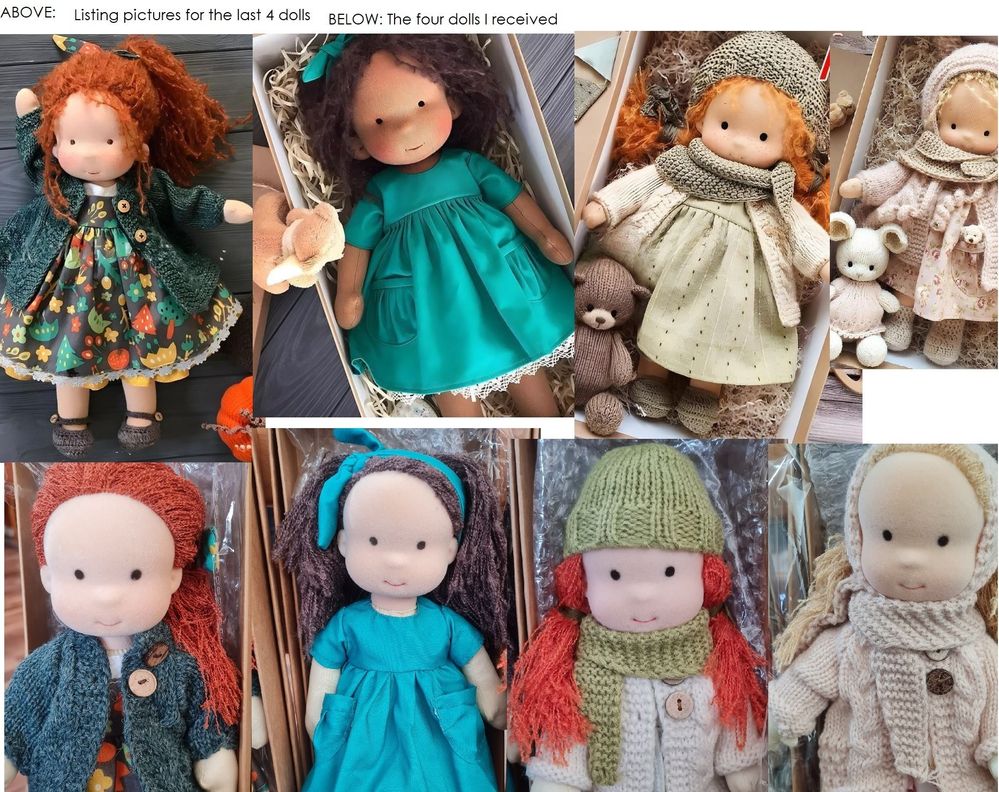 TOP: genuine dolls BOTTOM: fake Chinese knockoffs I received.